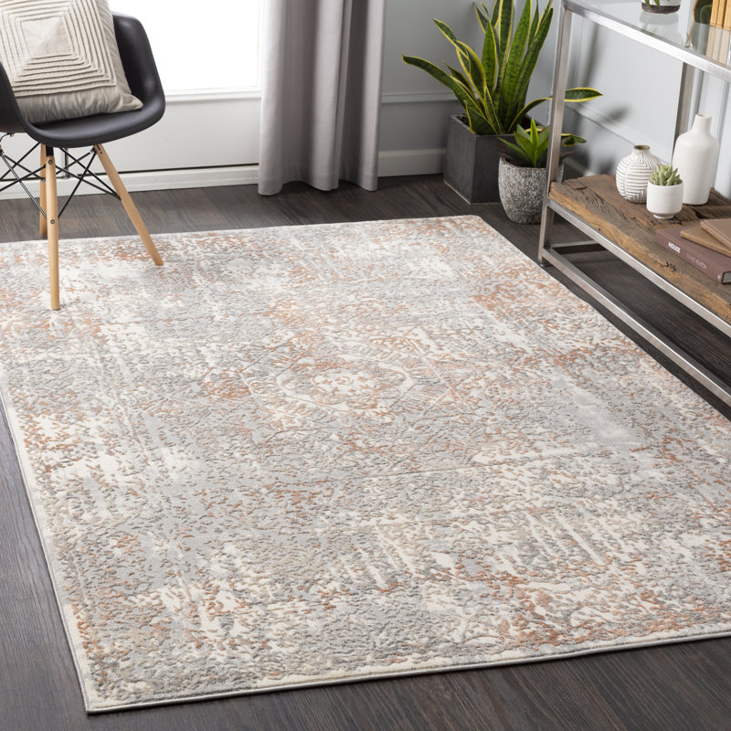 Williston Kershaw Oriental Area Rug in Burnt Orange/Light Gray